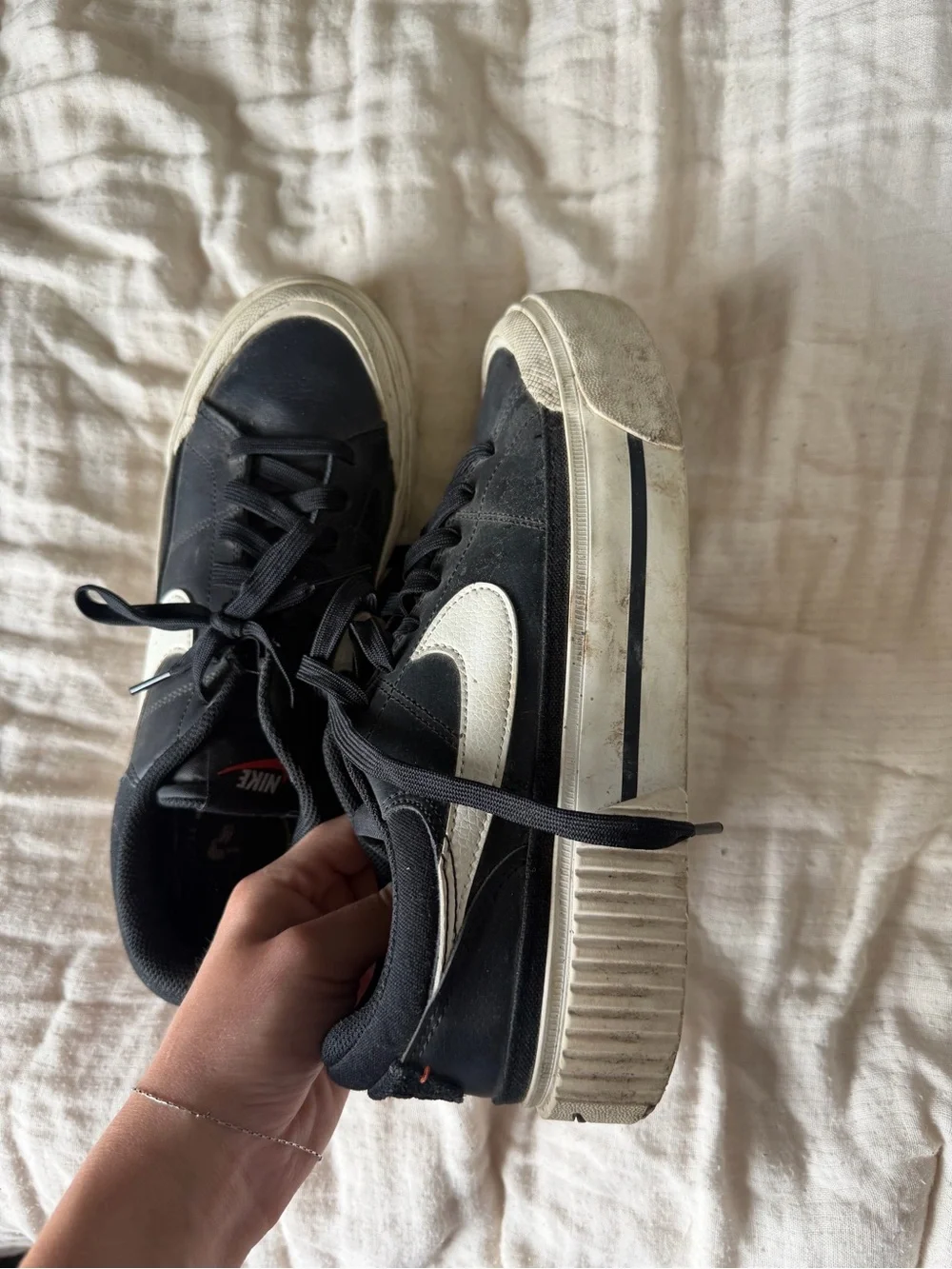 Nike Black and White Platform Lace-Up Sneakers